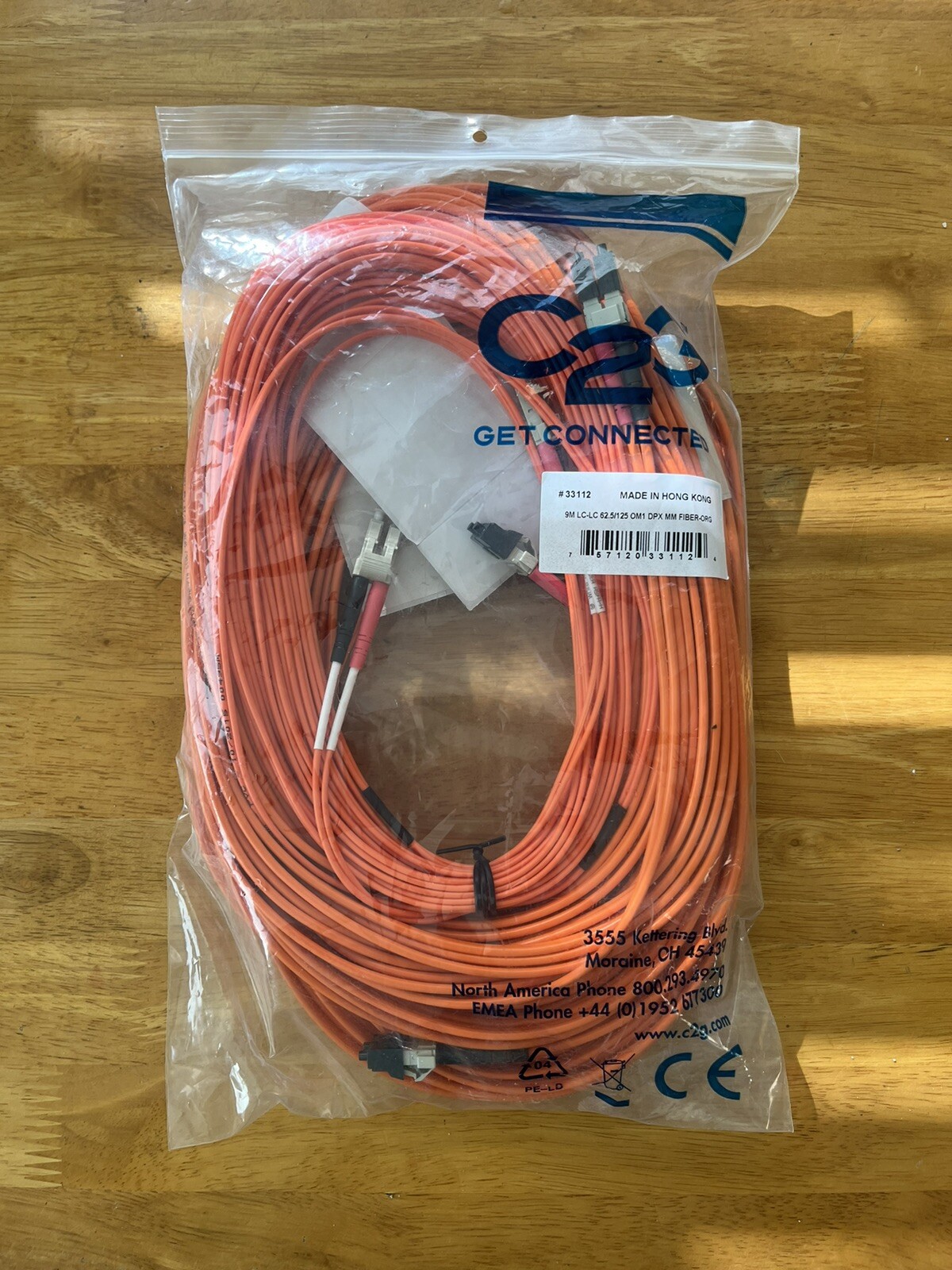 C2G 33112 9M LC-LC Duplex 62.5/125 Multimode Fiber Cable