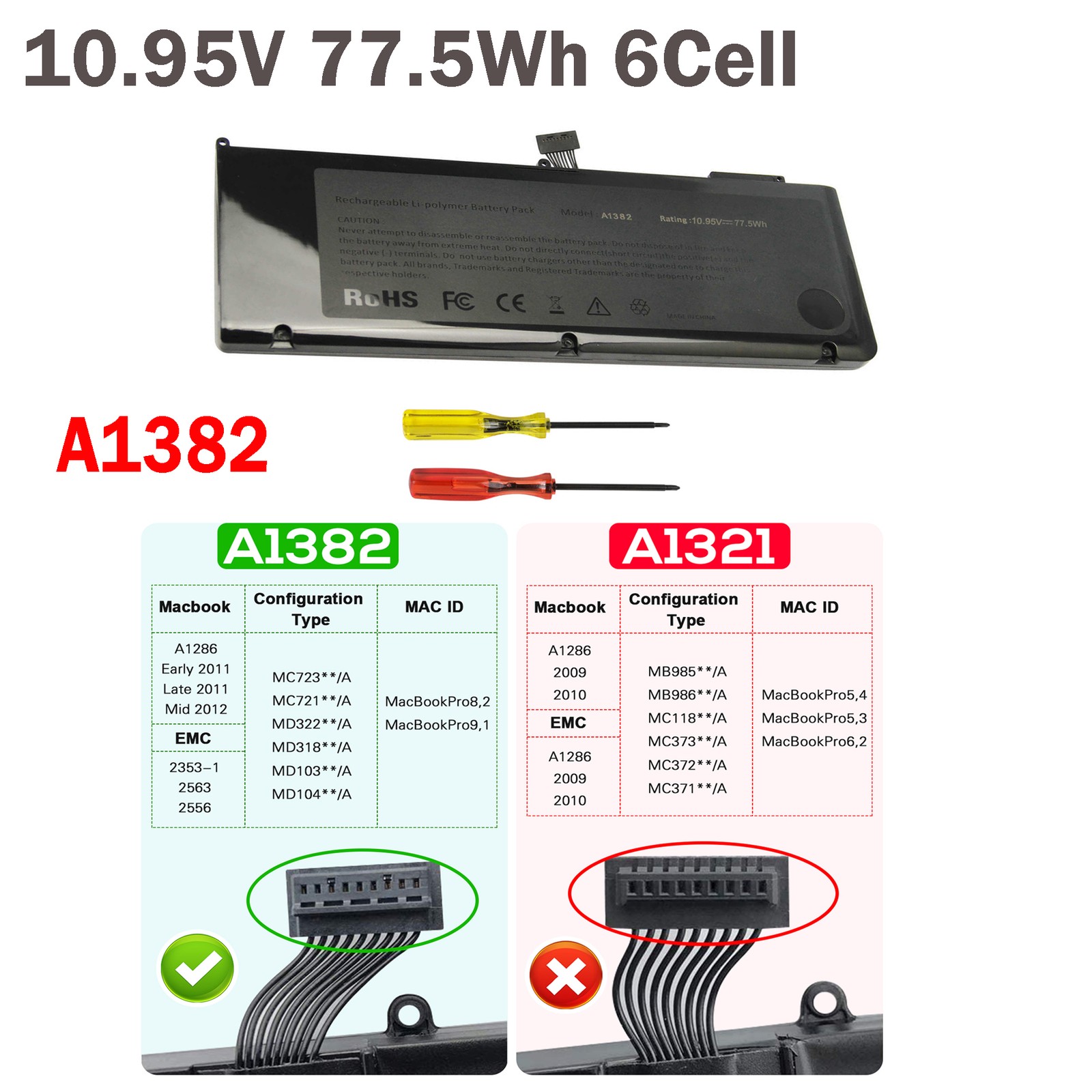 LOT ️A1382 Battery For Apple MacBook Pro15" A1286 Unibody 2011-2012 10.95V 77.5W