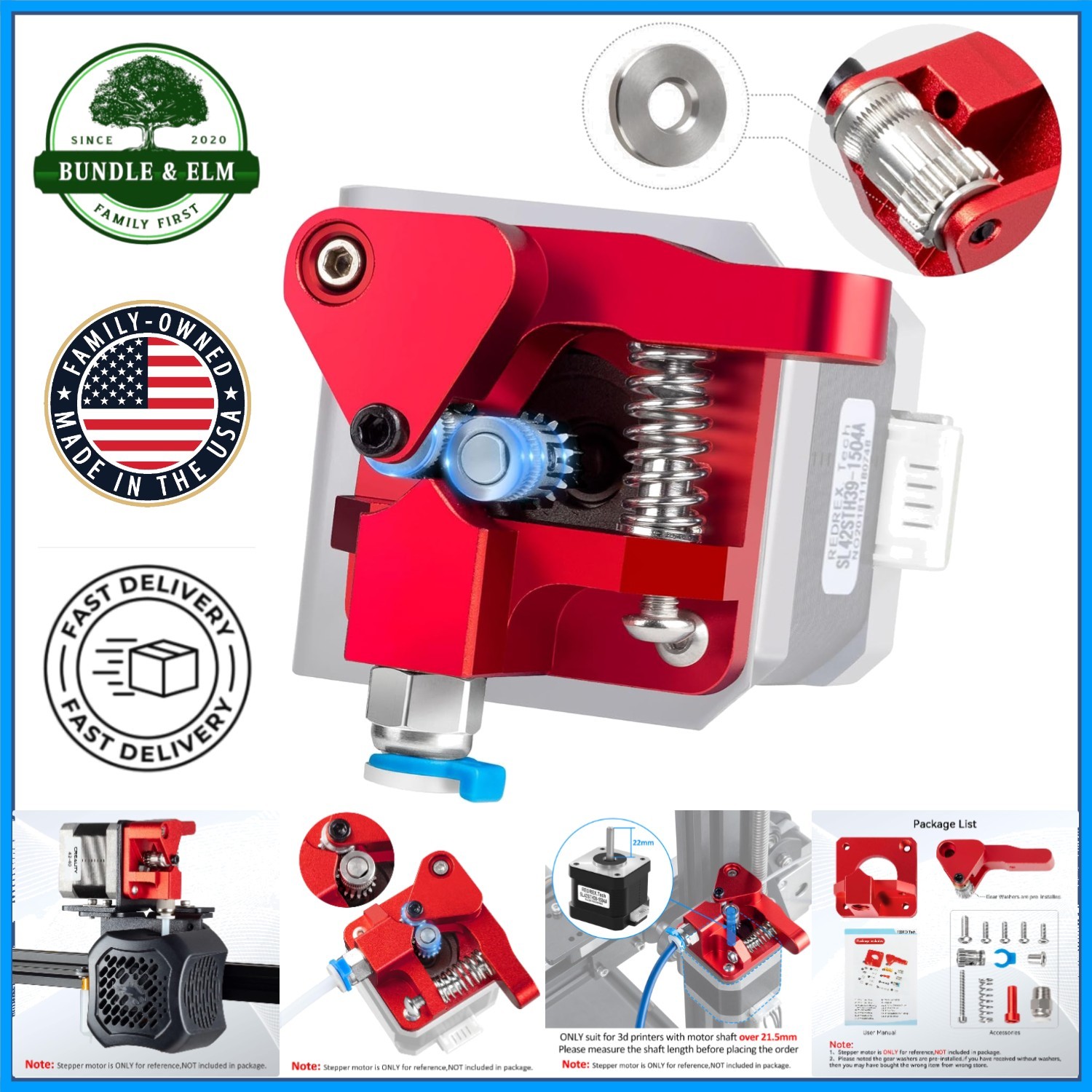 All Metal Dual Gear Extruder for Ender 3 Series with Adjustable Spring Tension