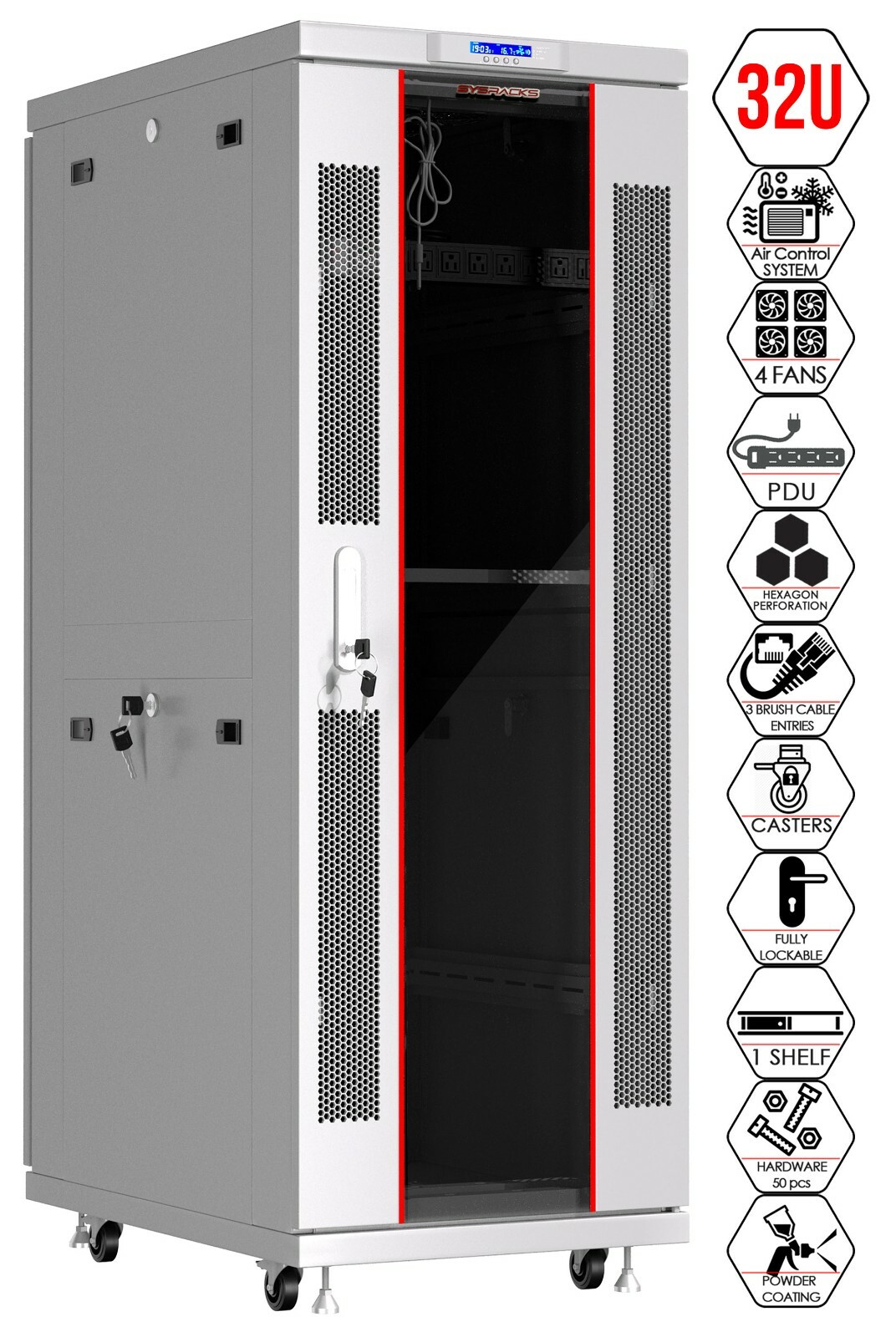 Server Rack 32U Network Cabinet 35" depth Data Server Cabinet - BONUS INCLUDED