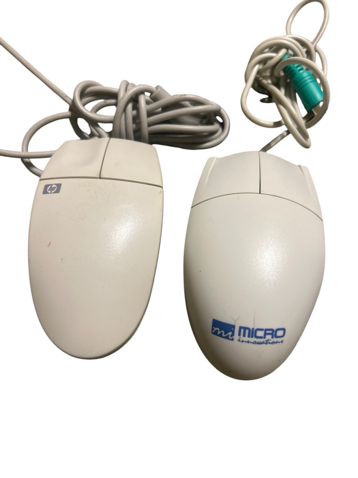 Lot of 2 Vintage PS/2 Ball Mice HP M-S34 & Micro Innovations – Untested As Is