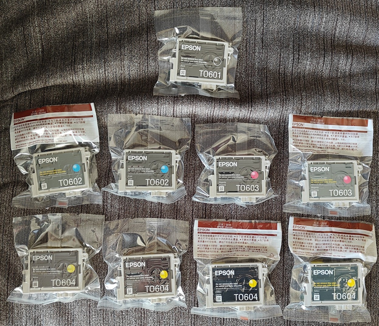 Epson Genuine Ink Cartridges Black Cyan Magenta Yellow TO601 TO602 TO603 TO604