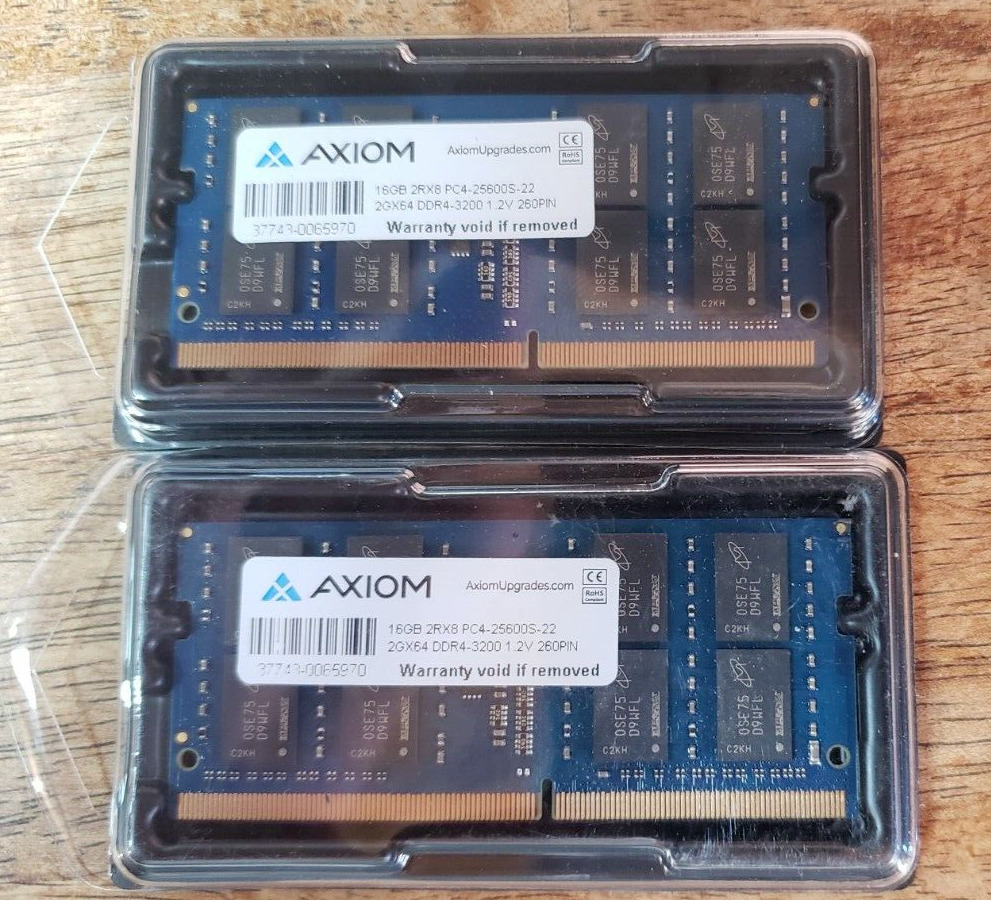 AXIOM 32GB(2X16GB) 16gb 2rx8 pc4 25600s-22 (LOT OF 2)