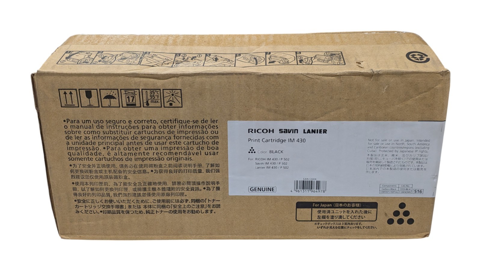 Ricoh Savin Lanier Genuine Black Print Cartridge IM430/P502 - 419078