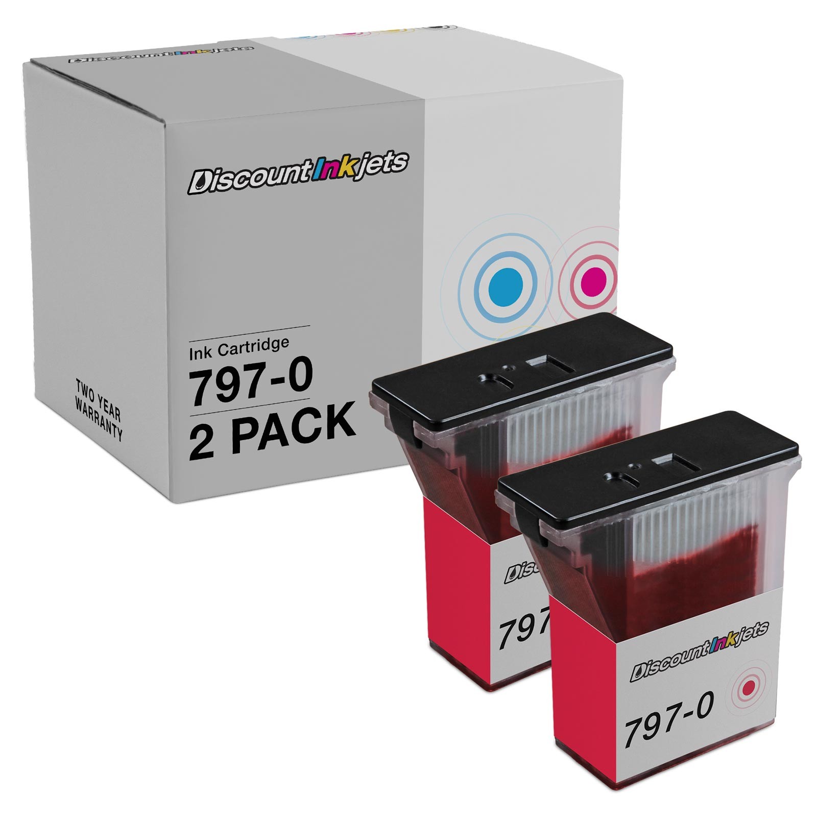 2PK 797-0 for Pitney Bowes K700 Postage Mail Red Ink Cartridge MailStation K700