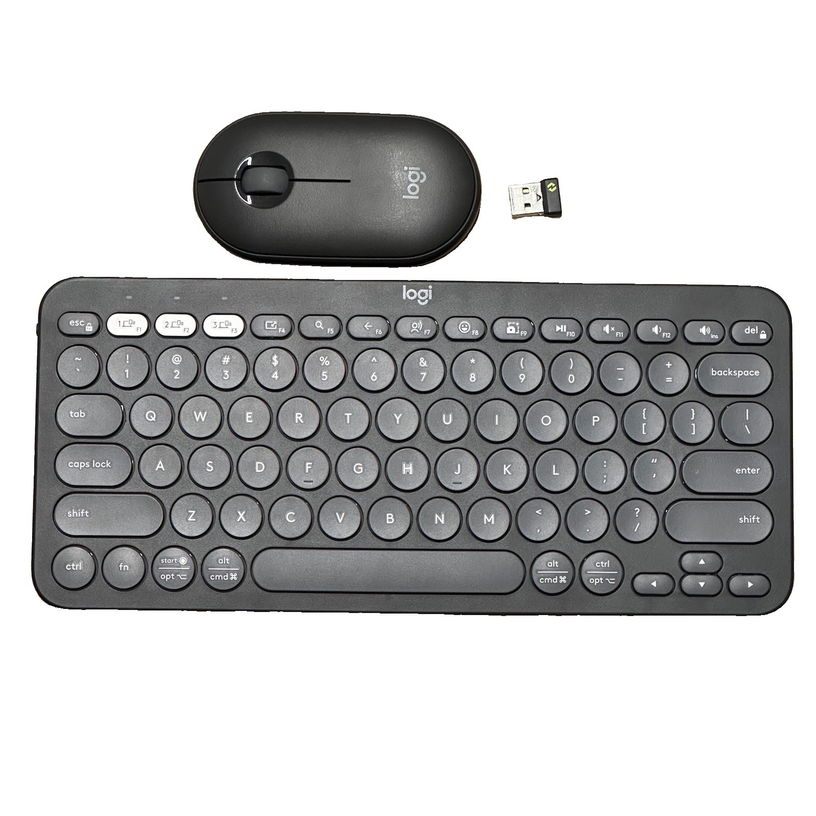 Logitech Pebble Keys 2 K380s Bluetooth Keyboard & Mouse M350s Set Tonal Graphite