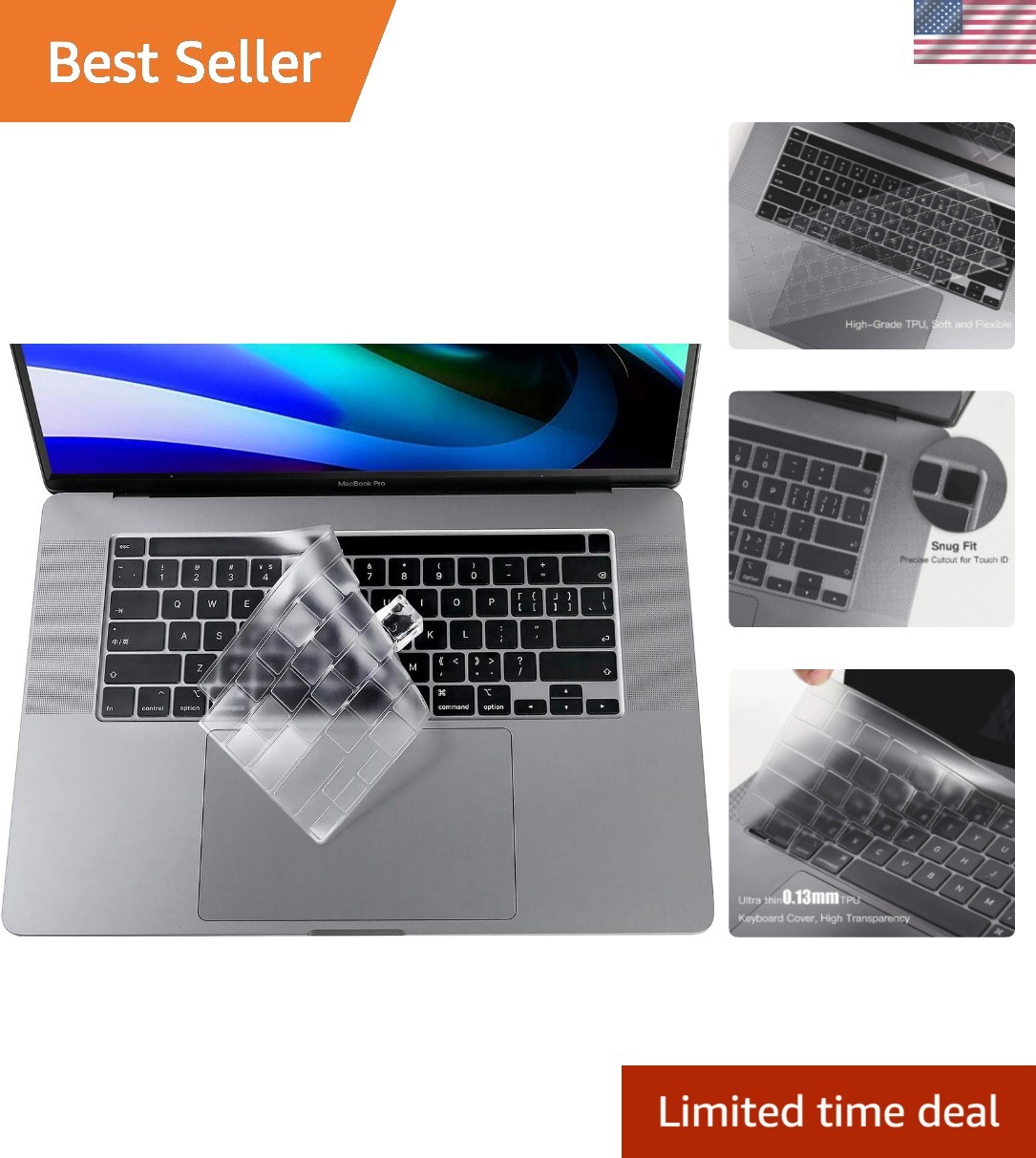 Ultra-Thin TPU Keyboard Cover for MacBook Pro 13" & 16" - Water & Dust Resistant