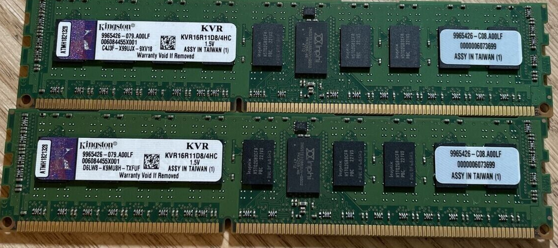 (Lot of 4) KVR16R11D8/4HC KINGSTON 4GB 2Rx8 PC3-12800 DDR3