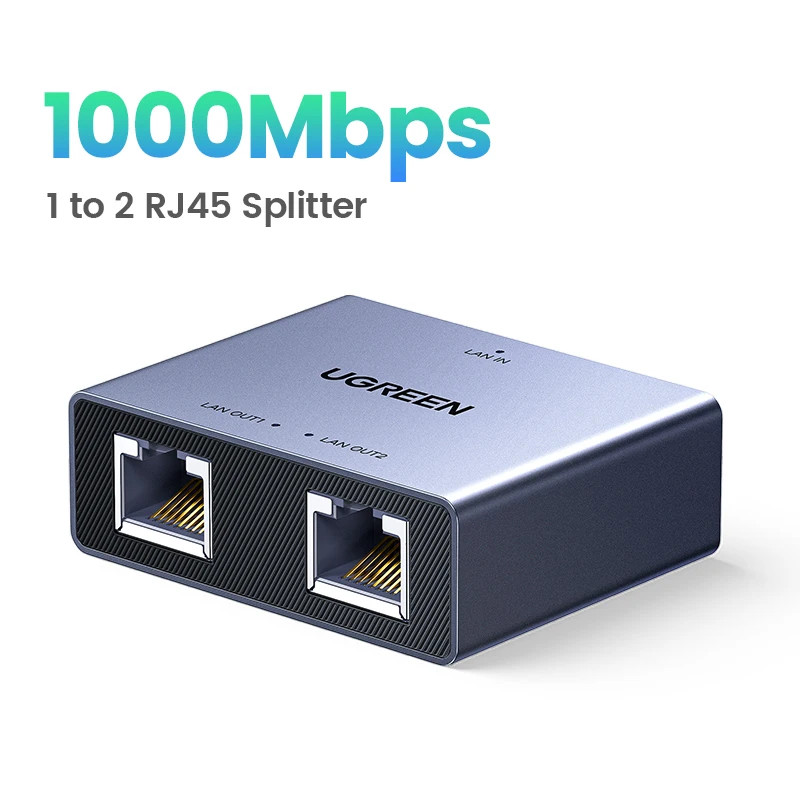 UGREEN Gigabit Ethernet Splitter 1 to 2 RJ45 1000Mbps Network Adapter Coupler