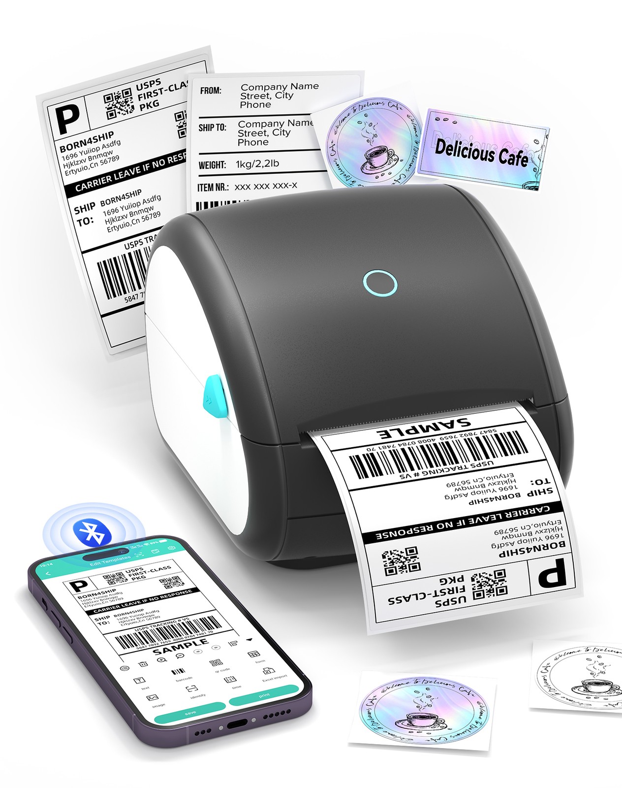 Vretti Thermal Shipping Label Printer 4x6 Wireless Bluetooth Label Printer