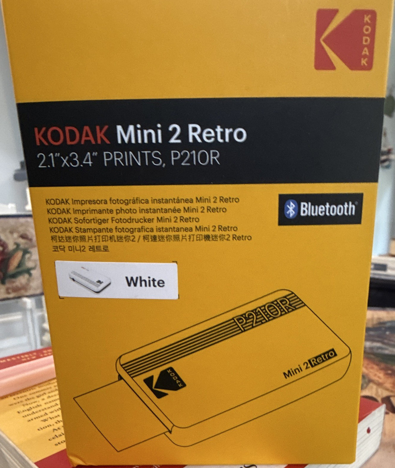 Kodak Mini 2 Retro Bluetooth Portable Dye-Sub Color Photo Printer P210R White