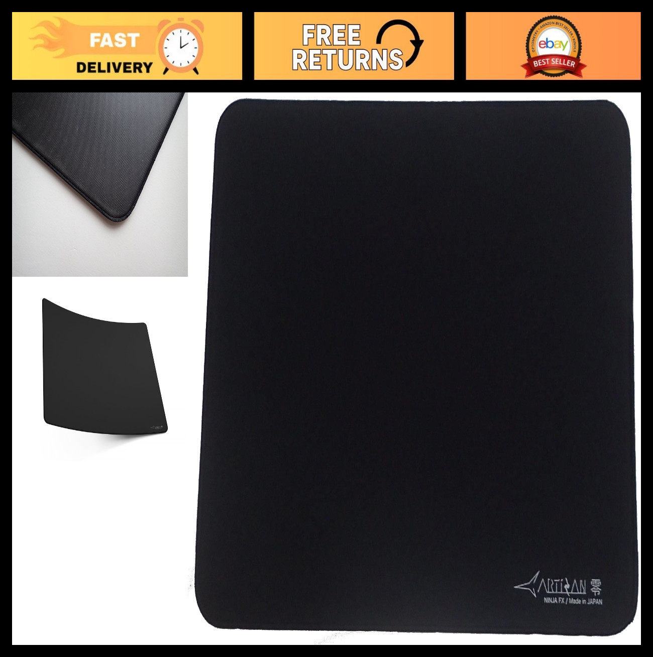 Large Black Gaming Mouse Pad - Extra-Large Soft Surface for Precision Control