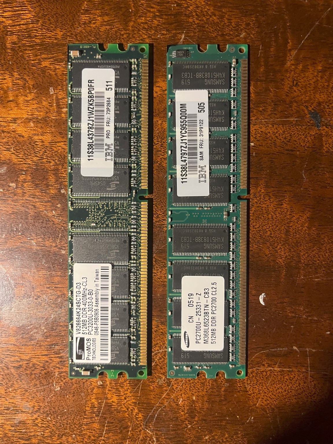 1GB DDR Desktop RAM Lot 512MB PC3200 DDR-400 + 512MB PC2700 DDR-333