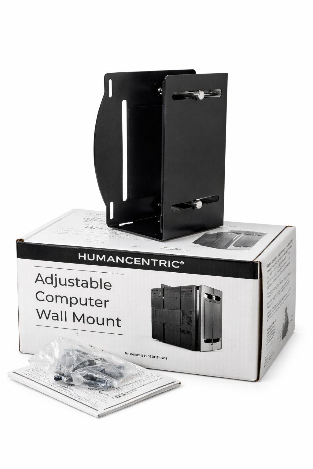 HumanCentric Adjustable Computer Wall Mount PC Tower Bracket New