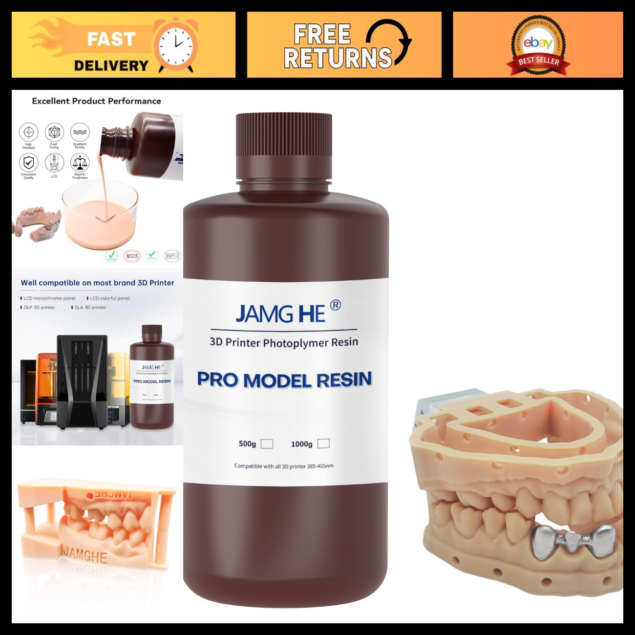 High Precision 3D Printer Resin for Dental Models - 500g Almond Color