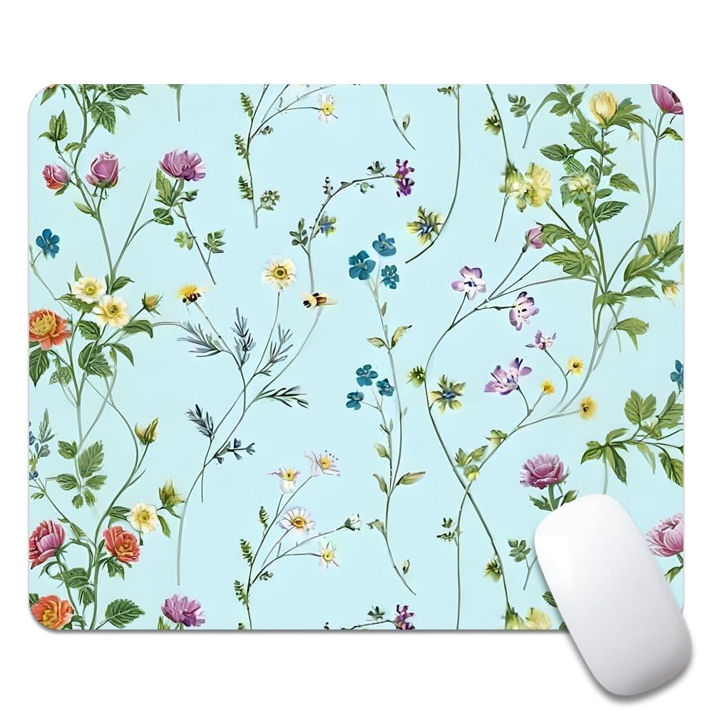 2 PCS Square Mouse Pad Flower Branch Pattern Cute Gaming Waterproof Desk Mat