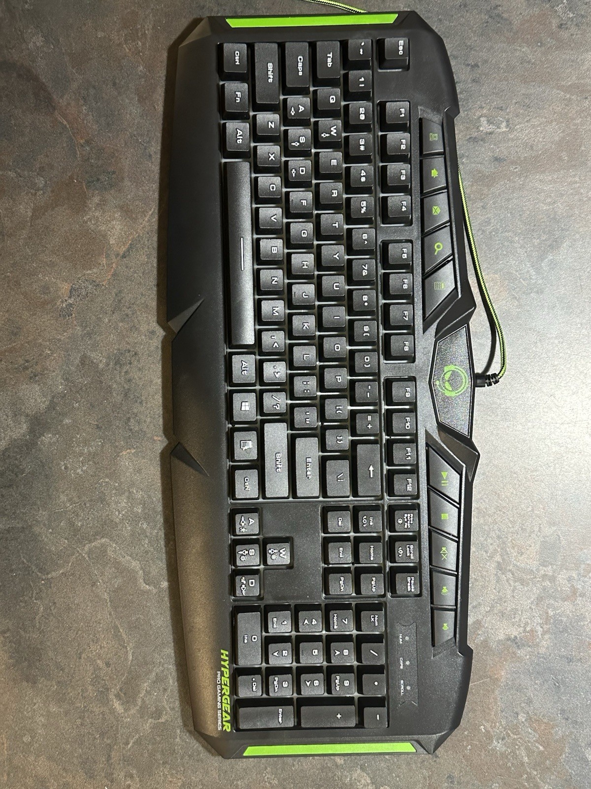 HyperGear Pro Gaming Series Wired USB Gaming Keyboard Black Green Tested
