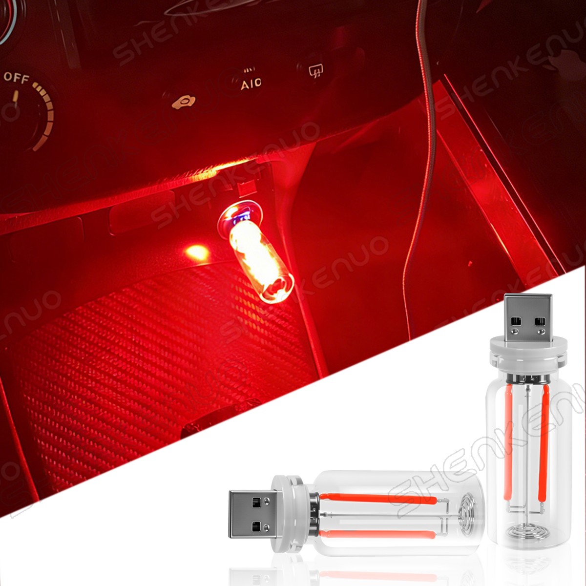 2PCS Car USB Night Lights Touch Dimmable Vehicle Interior Ambient Lamp Portable