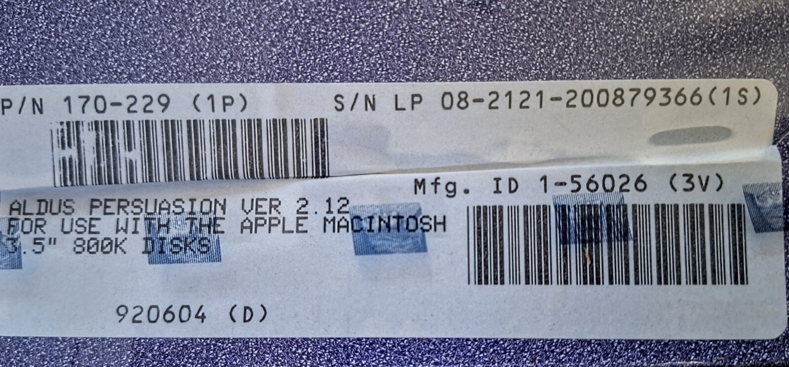 Aldus Persuasion Ver 2 Five User Lab Pack Macintosh 3.5" Disks NISB