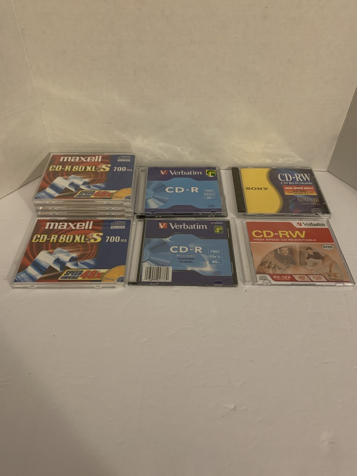 BRAND NEW CD-R AND CD-RW LOT OF CDS SONY, MAXELL AND VERBATIM ALL SEALED