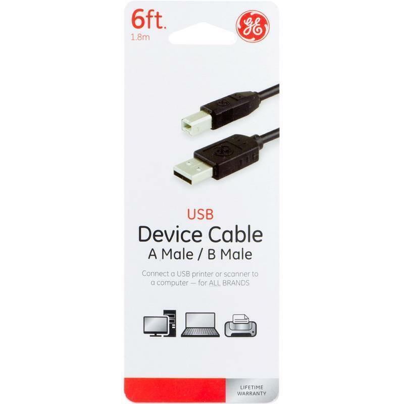 GE 6 ft. L USB Device Cable 33760