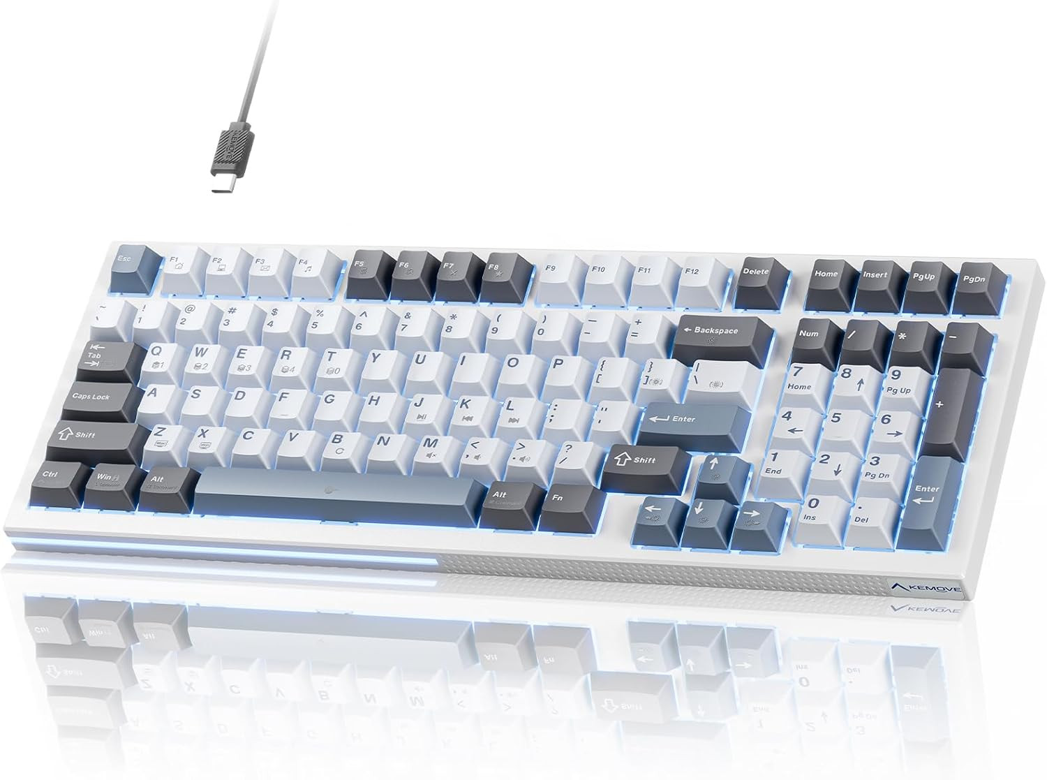 K98SE Mechanical Gaming Keyboard, 98 Keys LED Backlit Programmable, 96% Wired Co