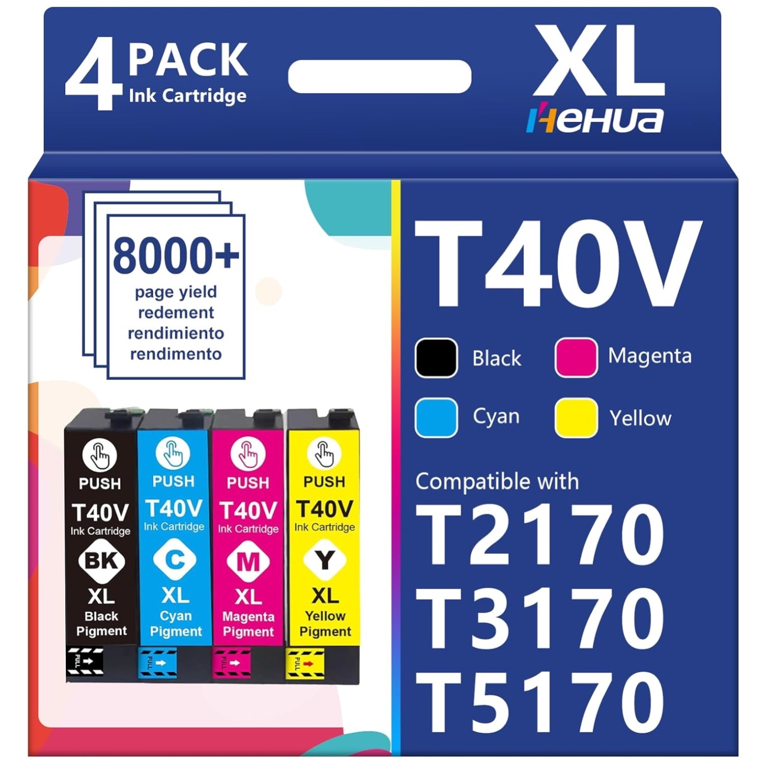 T40V Ink Cartridges 4 Pack for SureColor T5170 Printers