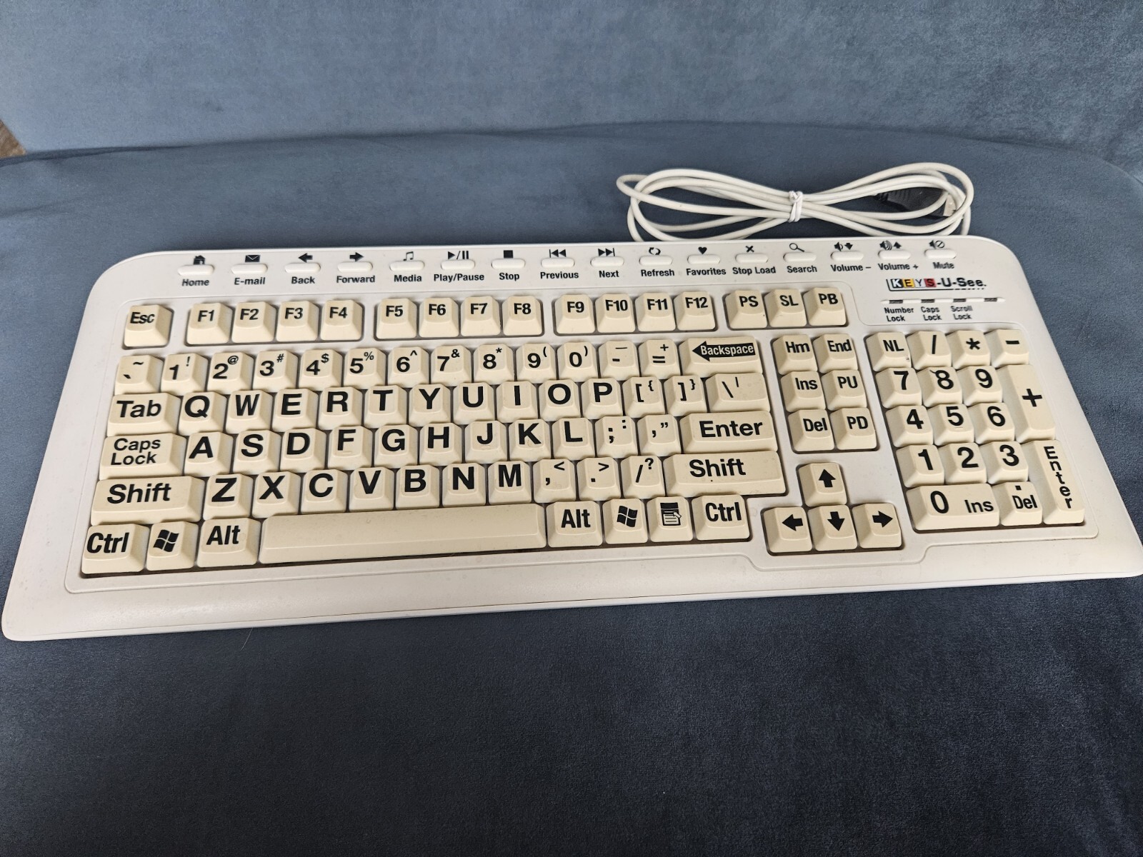 KEYS-U-See Ivory Keyboard Large Print Keys (YKB-LP-IUSBPS2) USB Connection