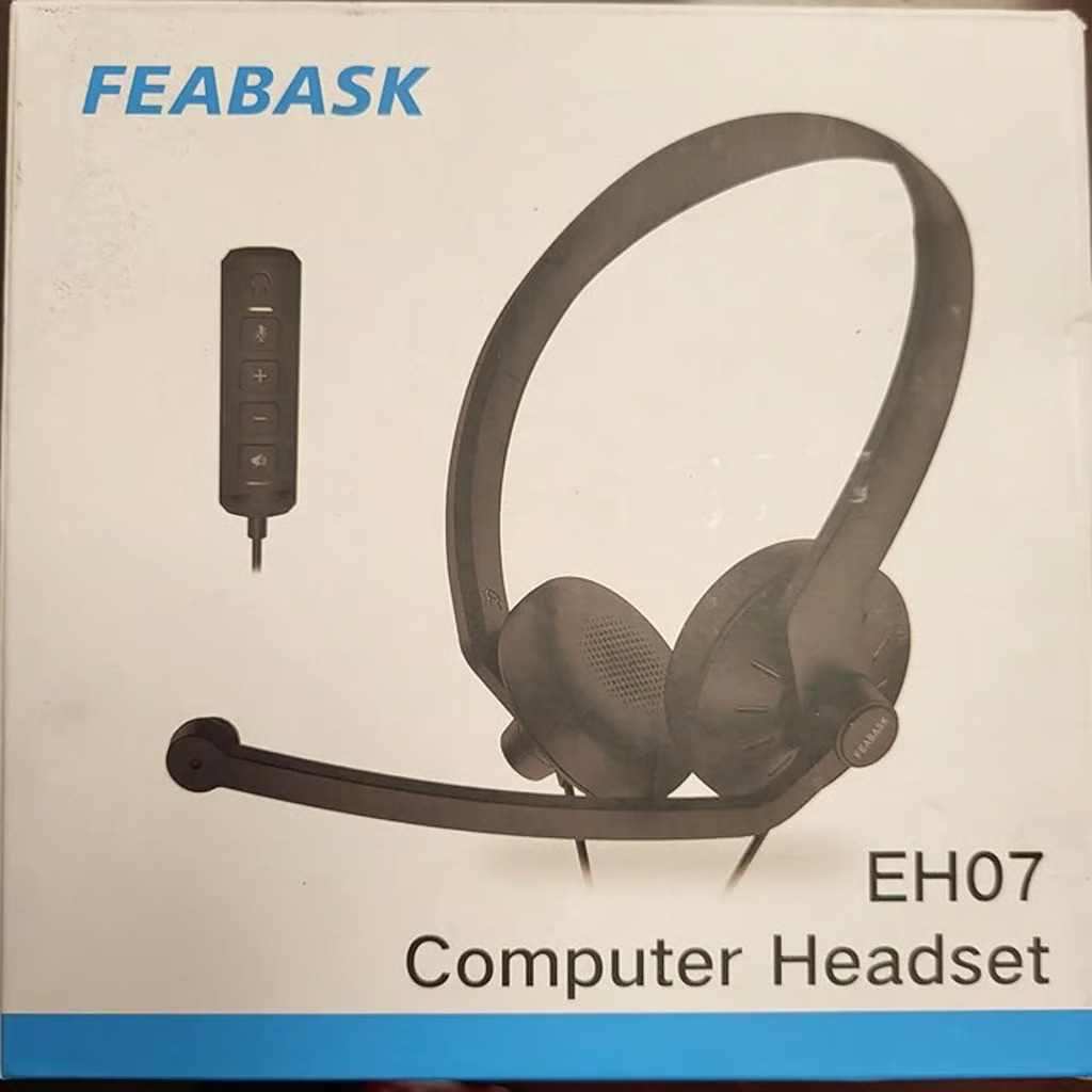 Feabask EH07 Computer Headset Noise-Cancelling Microphone PC Laptop iPhone NIB