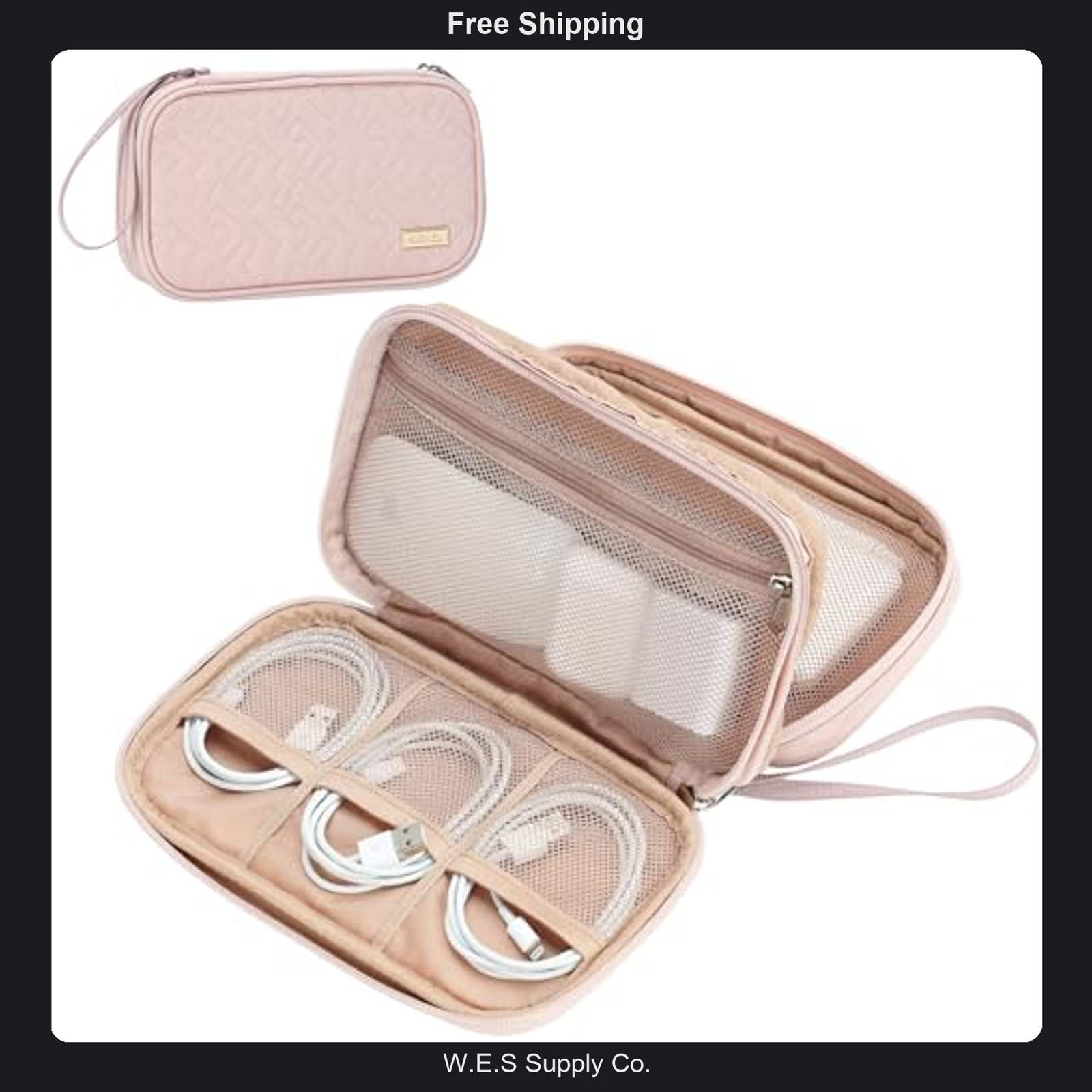 Electronics Travel Organizer Bag with Dual-Layer Design and Large Capacity