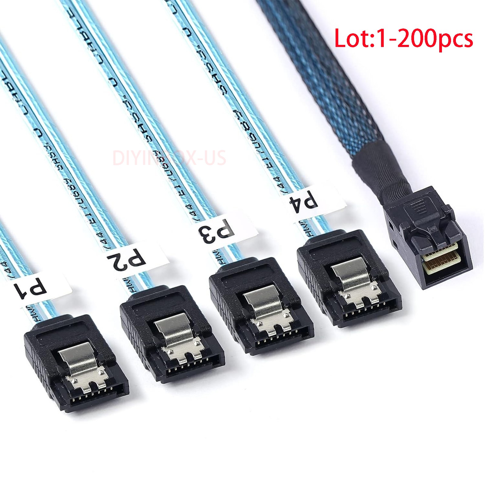 Lot Mini SAS SFF-8643 To 4 SATA 7pin Hard Disk 6Gbps Data Server Raid Cable 1M