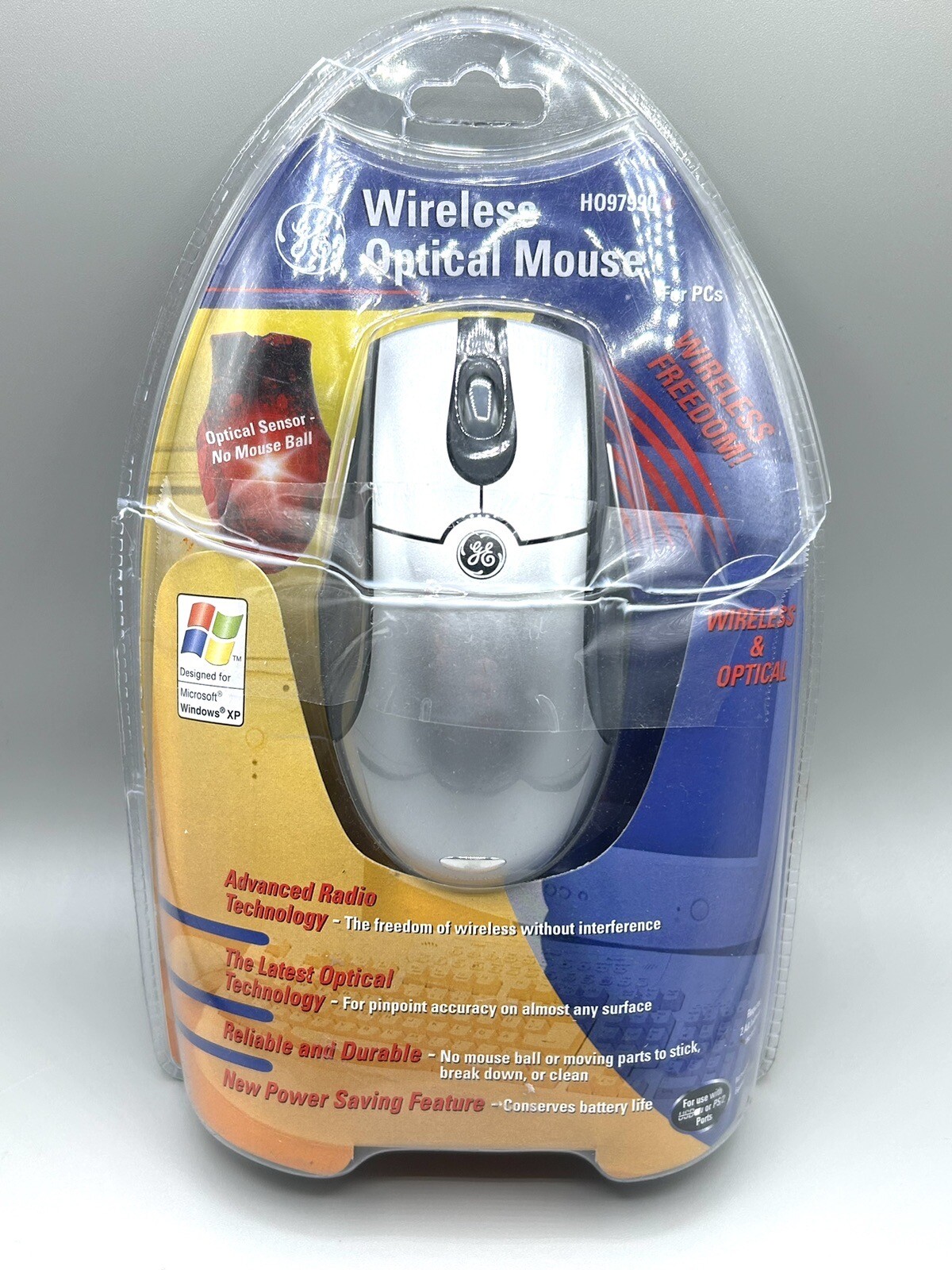 GE Vintage Wireless Optical Mouse & Receiver  Model HO97990