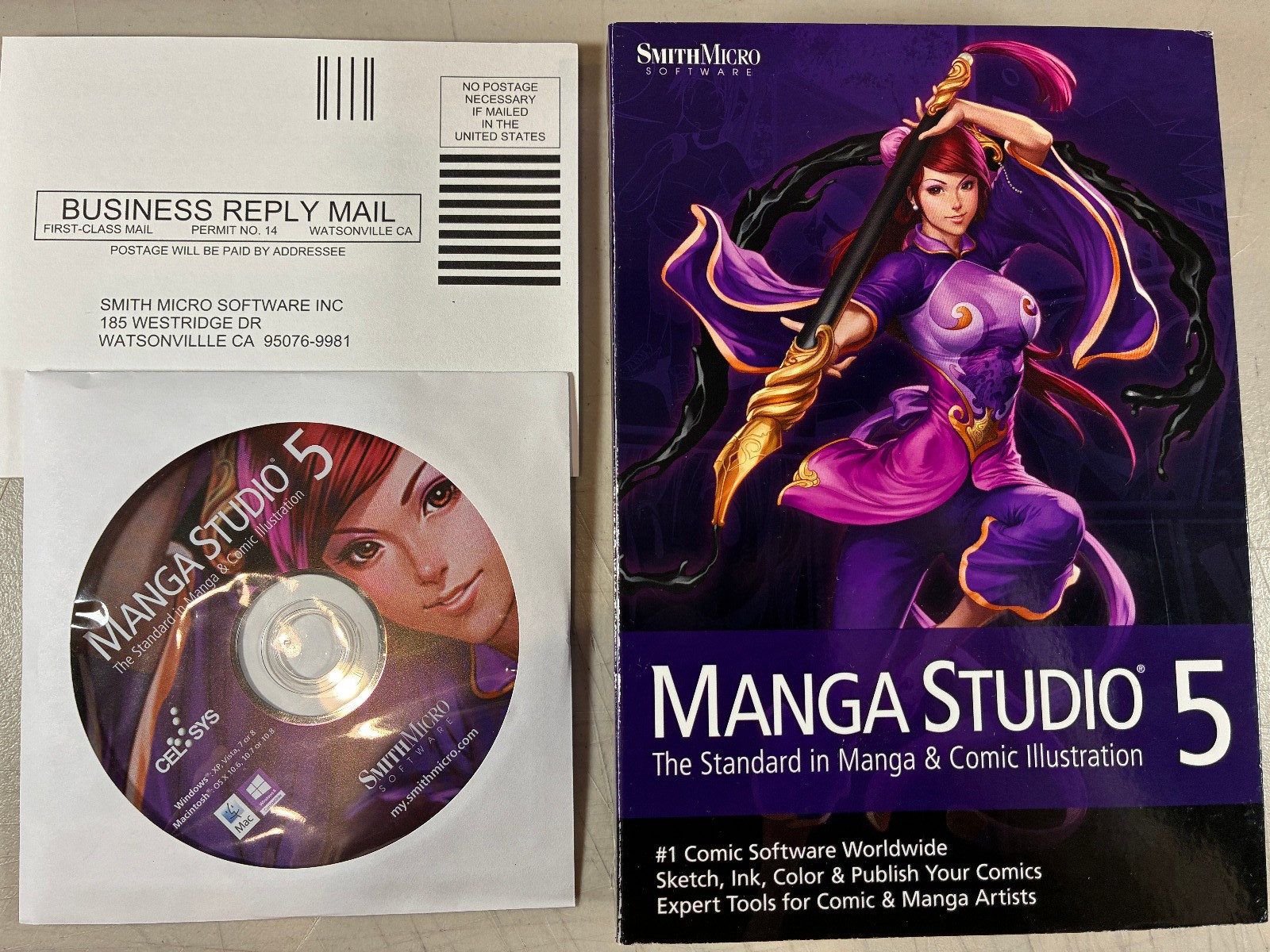 Manga Studio 5 2012 Smith Micro Software Disc w/ Product Key / Box Windows Mac