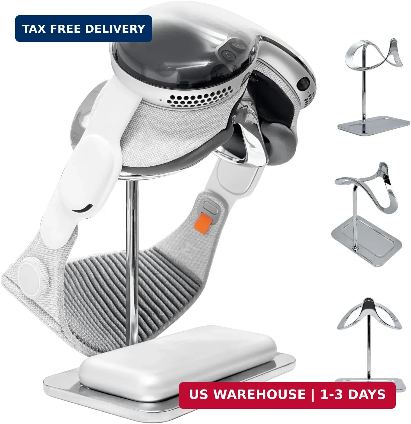 Macally Apple Vision Pro Stand with Battery Holder - Premium Heavy Duty Base for
