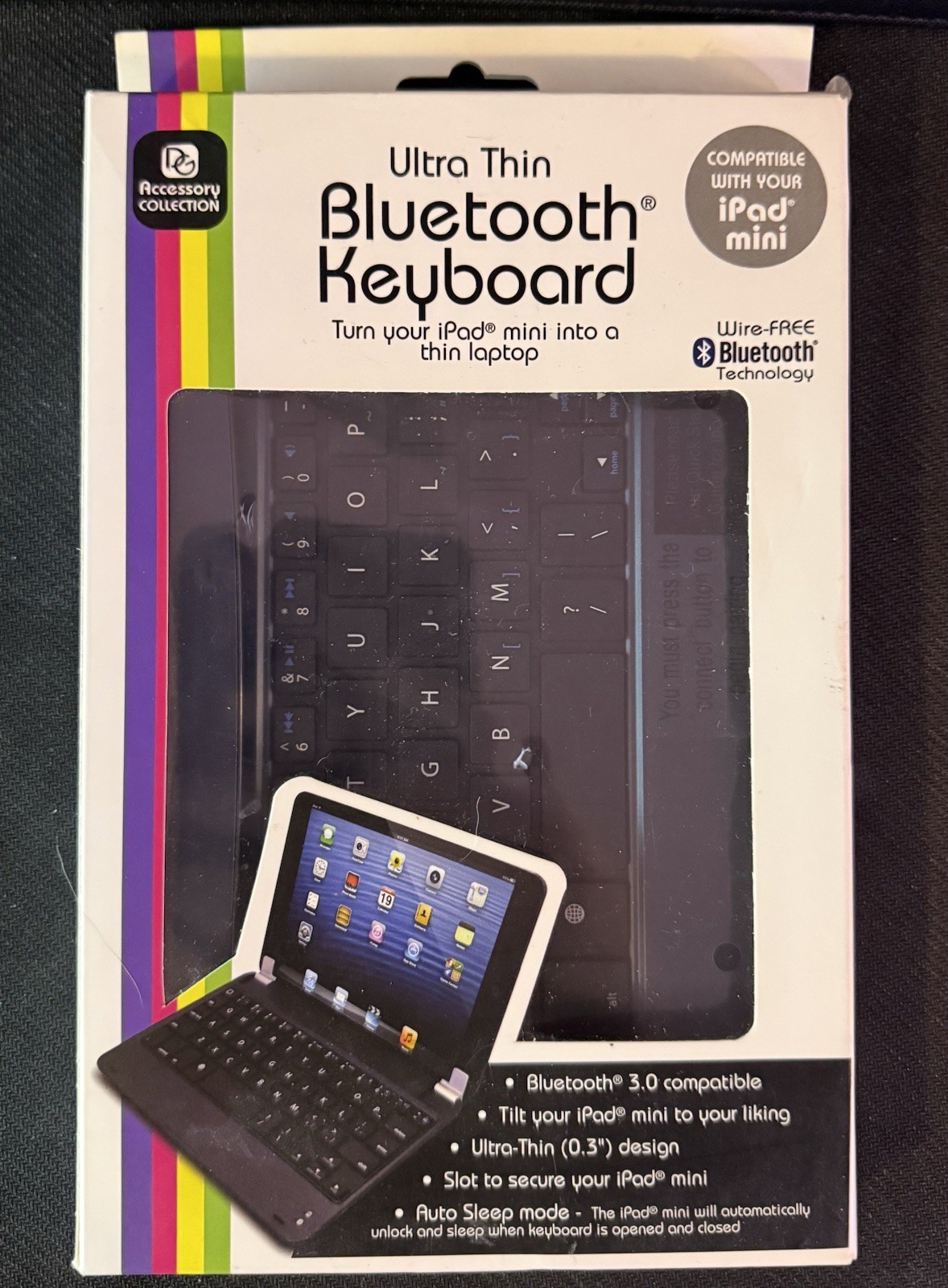 Digital Gadgets Ultra Thin Bluetooth Keyboard For iPad Mini  Open Never Used BLK