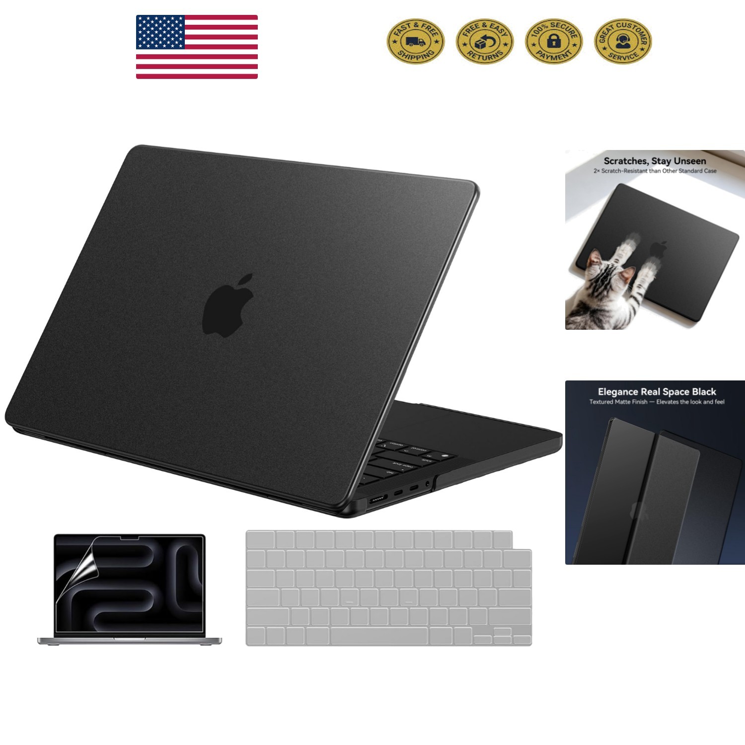 Minimalist Matte Space Black Case for MacBook Pro 14in - Perfect Fit & Function