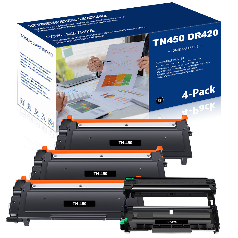 3 TN450 + 1 DR420 Toner drum Set For Brother DR450 HL-2240 2220 2270DW MFC-7360N
