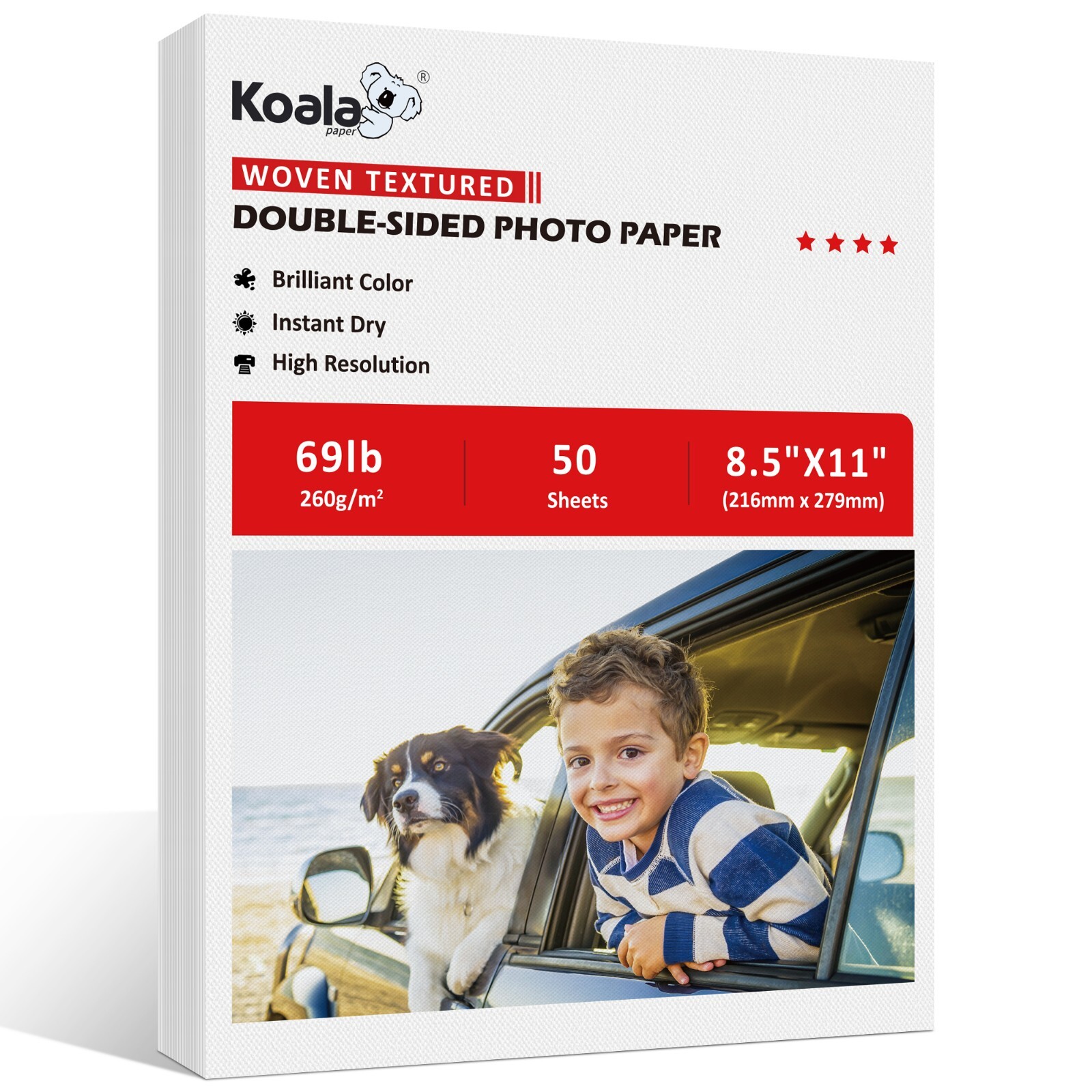 Koala Double Sided Woven Textured Thick Cardstock Printer Photo Paper 8.5x11 50P