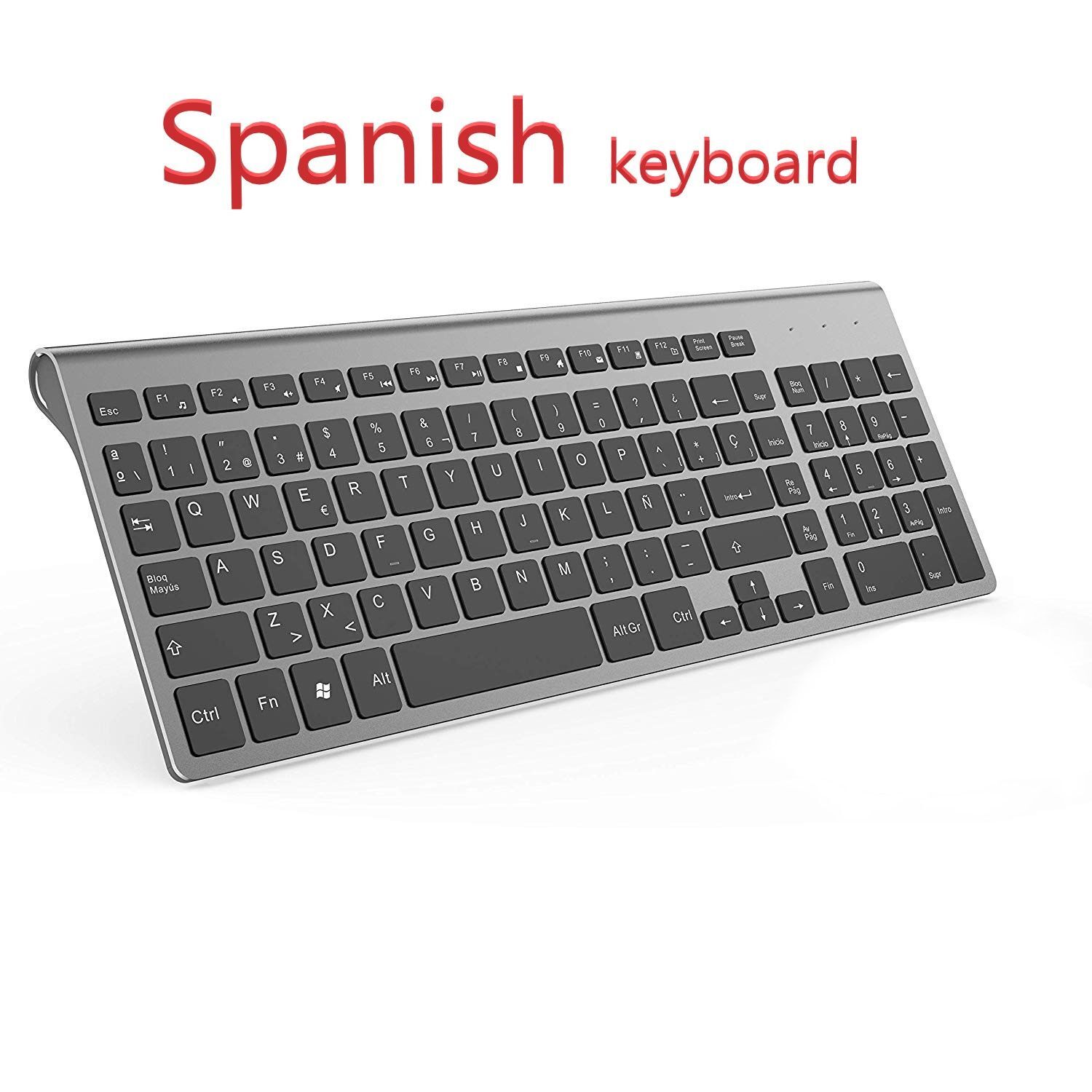 Wireless keyboard USB Slim Ergonomics 101 Keys 2.4Ghz Desktop Laptop Tablet