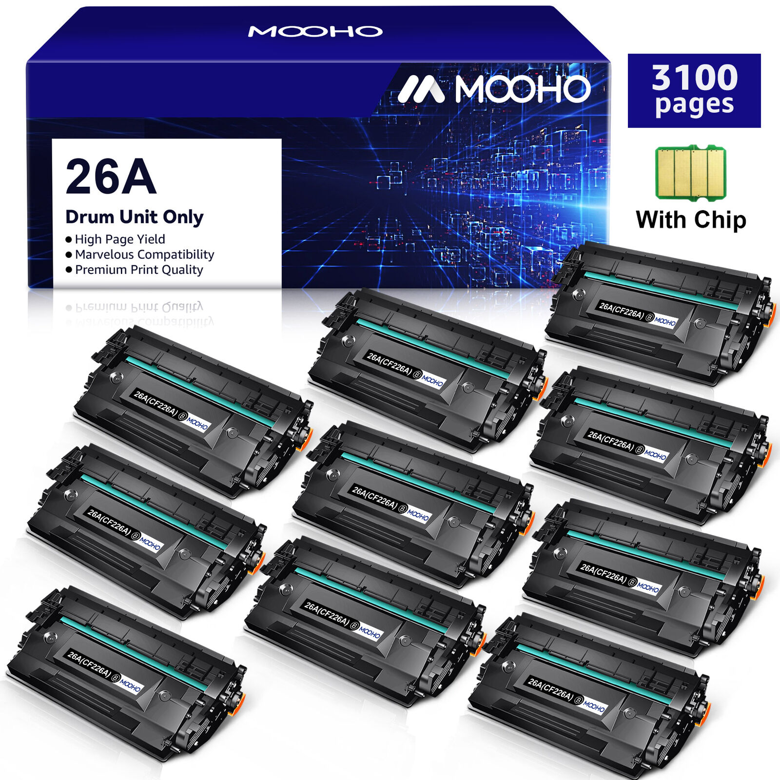 10x CF226A Ink Toner Cartridges for HP 26A LaserJet Pro M402dn M426fdw MFP Black