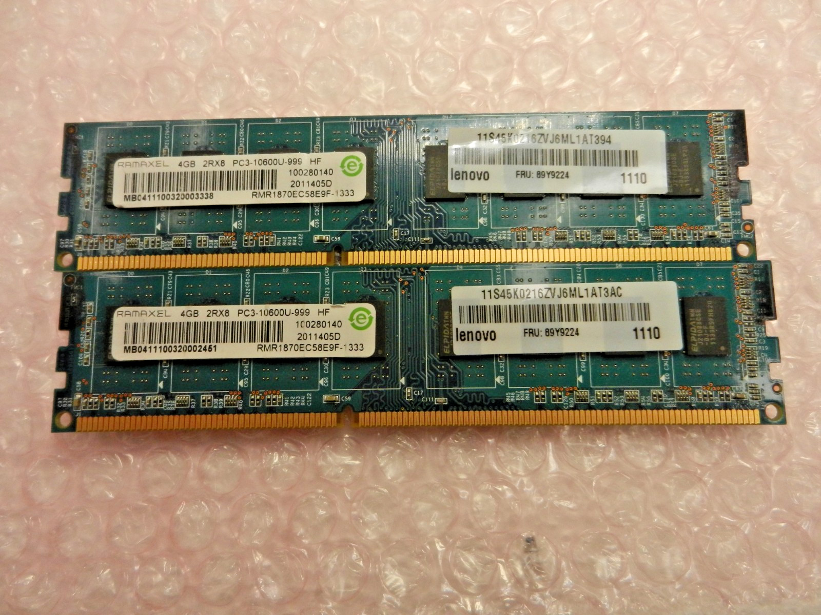 8GB - 2X 4GB Ramaxel RMR1870EC58E9F-1333 PC3-10600U 1333MHz DDR3 2Rx8 Memory RAM