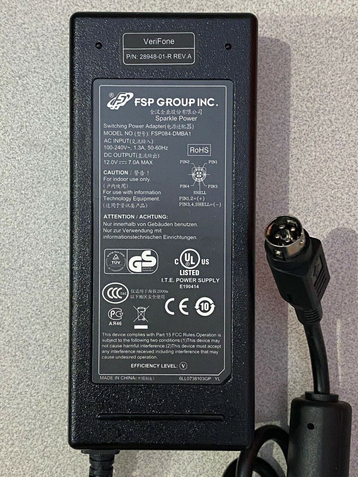 New Genuine FSP Group FSP084-DMBA1 AC/DC Power Supply Adapter 4 Pin 12V 7.0A 84W
