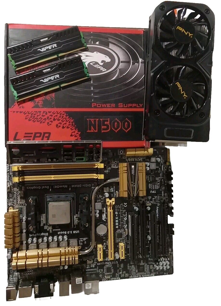 ASUS A88X-PRO AMD FM2+ Motherboard Combo •AMD A10 7700+4GB RAM •GTX 750•N500⚡️🔌