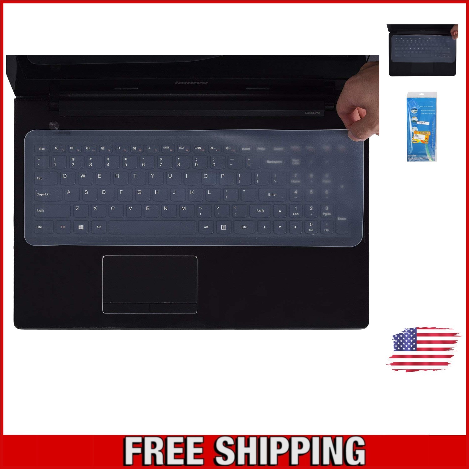 Waterproof and Dustproof Silicone Keyboard Skin for 15-17.3 Inch Laptops