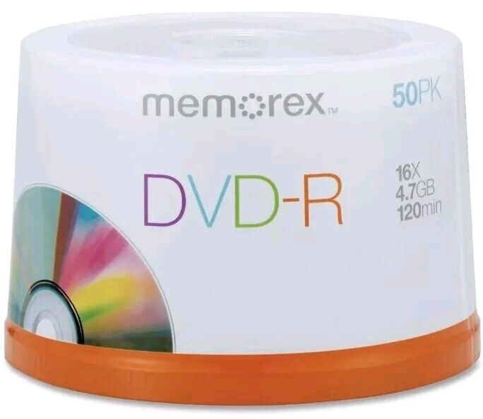 Memorex DVD-R 50 Pack Spindle 4.7GB 16X 120 Minutes. New