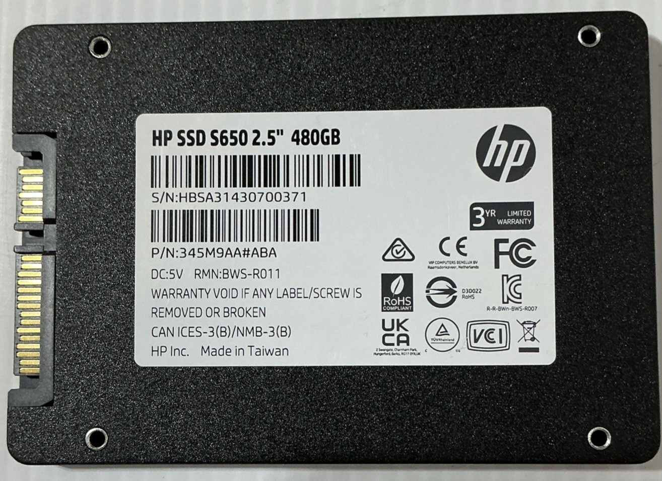 HP SSD S650 2.5" 480GB Internal SSD