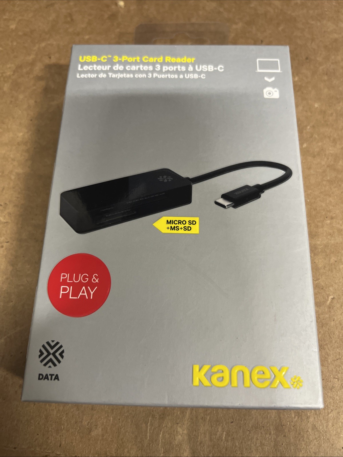 Kanex USB-C 3-Port SD, MicroSD, MS Card Card Reader For Desktops & Laptops