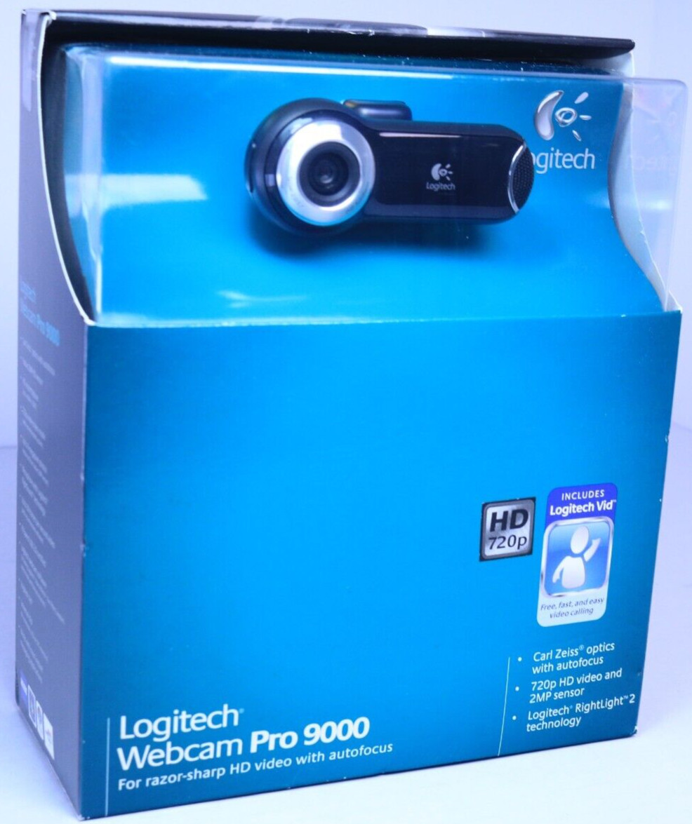 New Logitech Webcam Pro 9000 Hd 720 Includes Logitech Vid Autofocus C Zeiss PC 