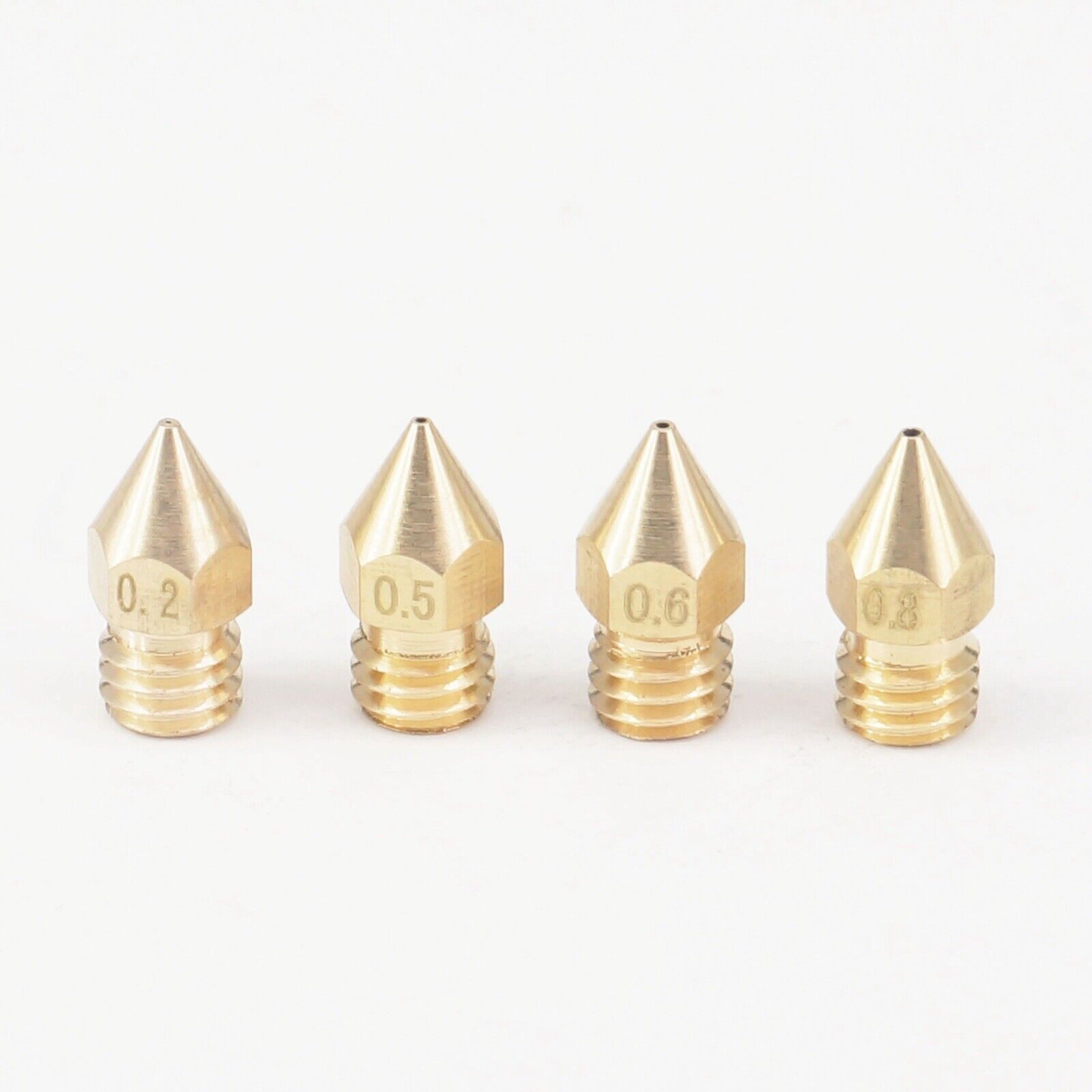 10PCS 0.2-1mm 3D Printer Brass M6 Nozzle For 1.75/3mm Filament Mk8 Extruder