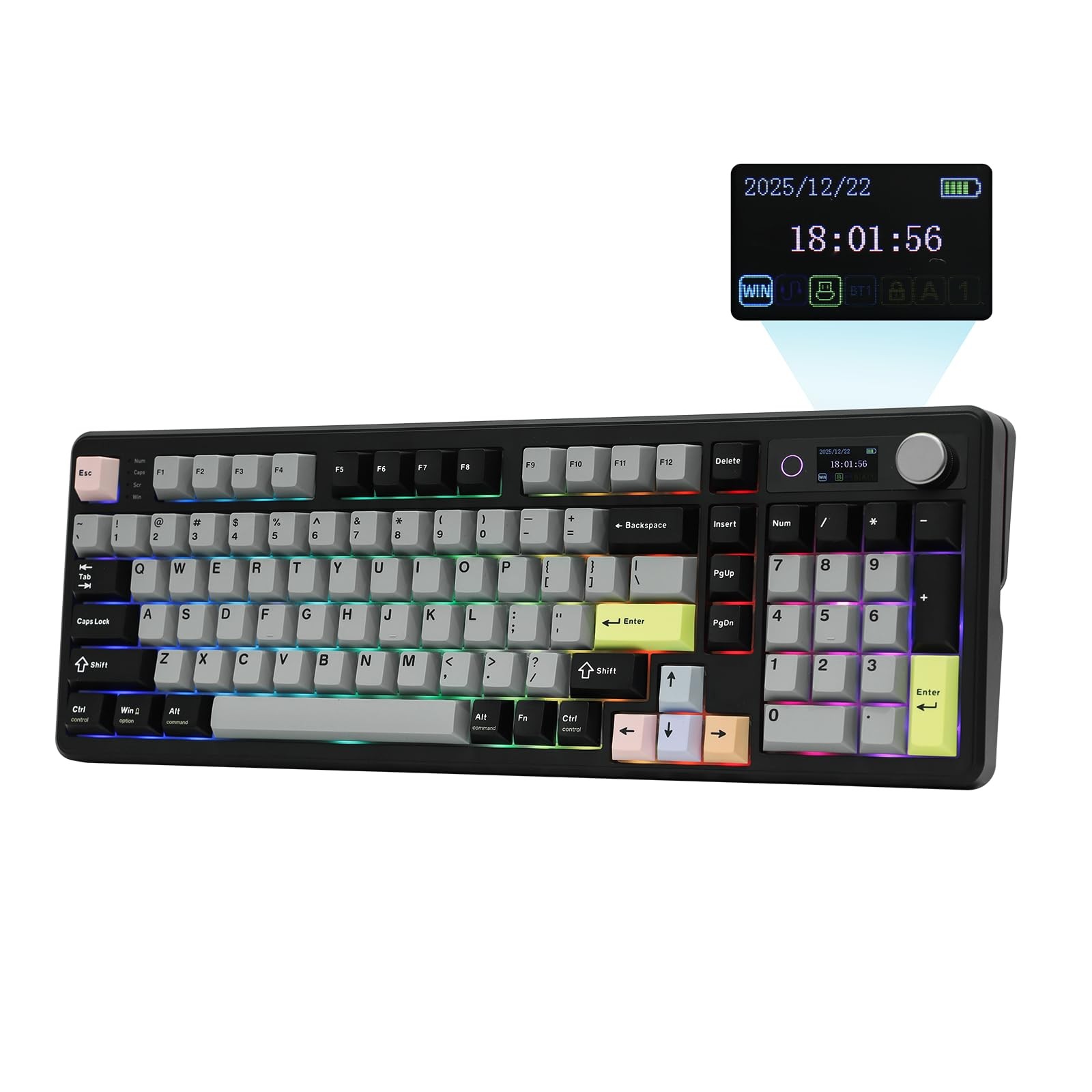 EPOMAKER TH99 PRO 96% Mechanical Keyboard with Screen & Creamy Jade, Black
